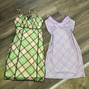 Rue21 Green and Purple Zumiez Plaid Dresses